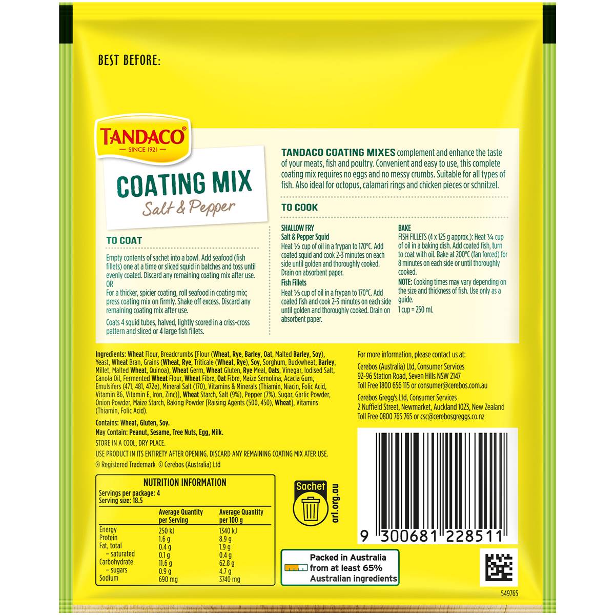 Tandaco Coating Mix With Salt And Pepper 75g Woolworths