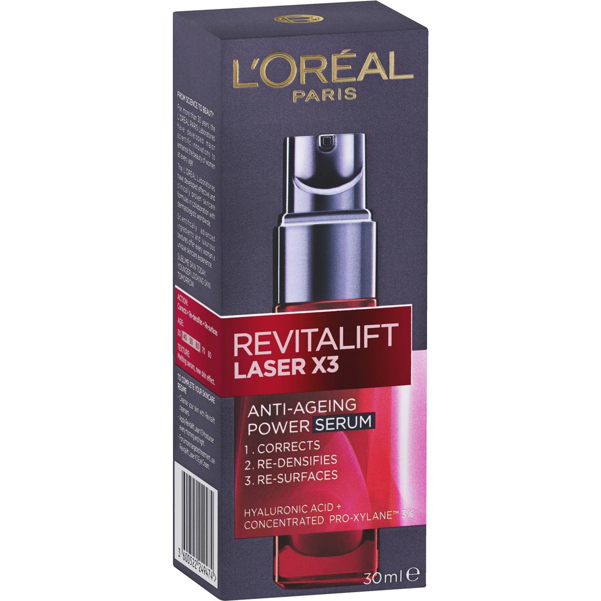 L'oreal Revitalift Face Serum Laser 30ml Woolworths