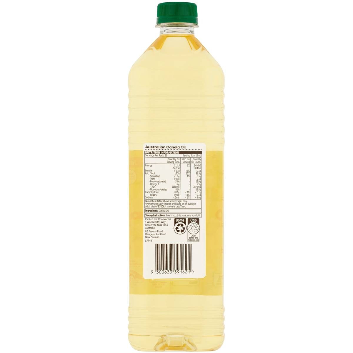 Woolworths Canola Oil 750ml Woolworths