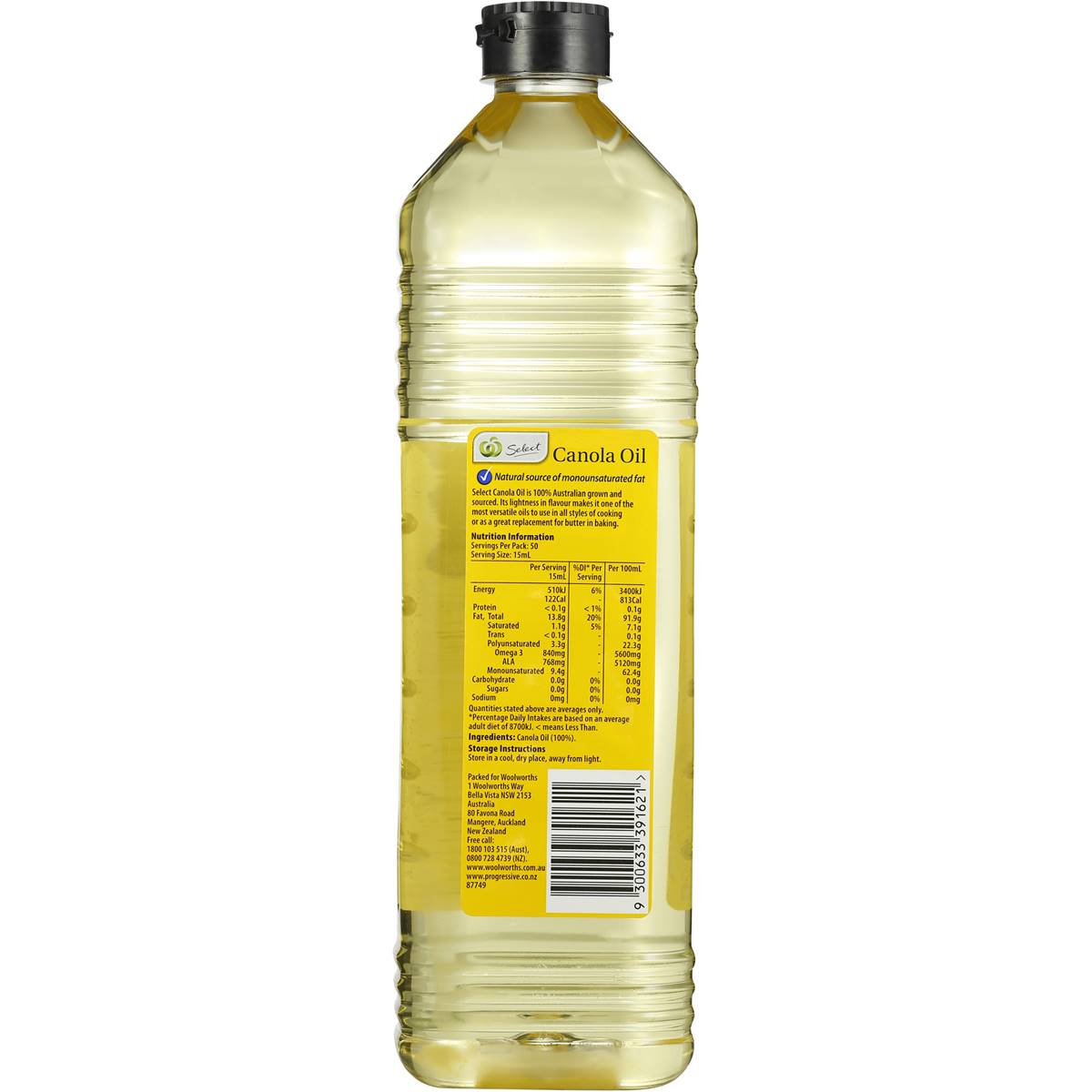 Woolworths Select Canola Oil 750ml Woolworths