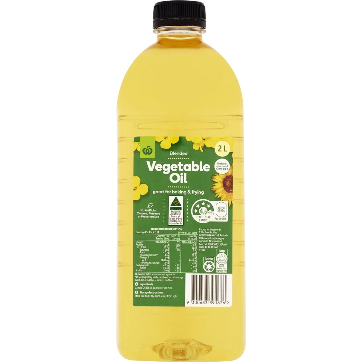 Woolworths Vegetable Oil 2l Woolworths