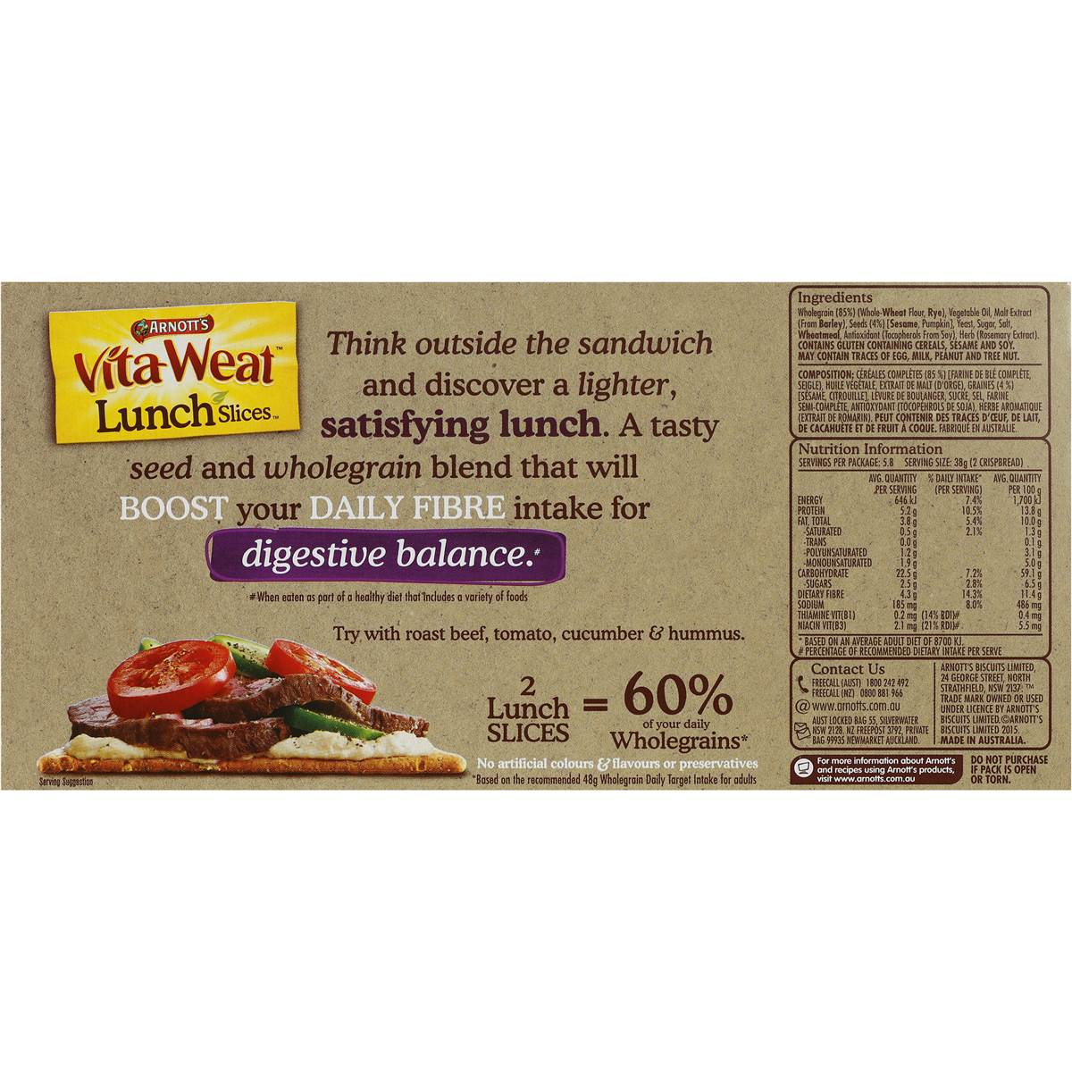 Arnott's Vitaweat Cracker Mixed Grain & Sesame 220g Woolworths