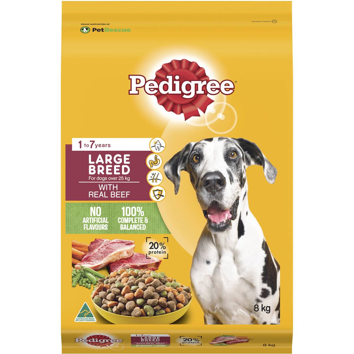 Pedigree Adult Large Breed Dry Dog Food Food With Real Beef 8kg