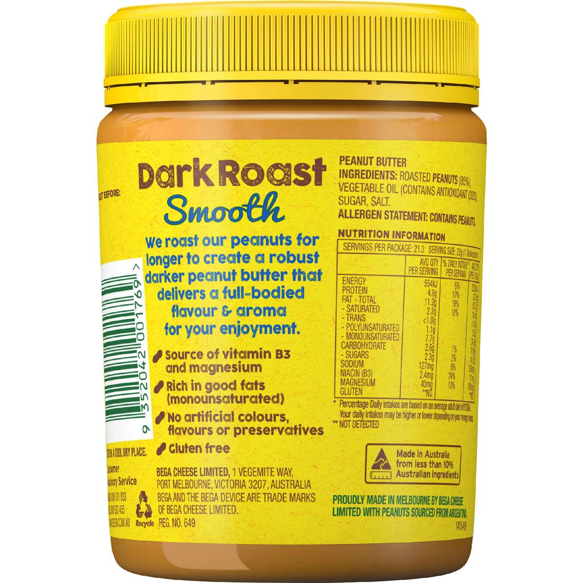 Bega Dark Roast Smooth Peanut Butter 470g Woolworths