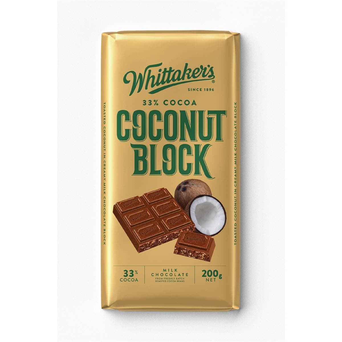 Whittakers Milk Chocolate 33 Cocoa Coconut 200g block Woolworths