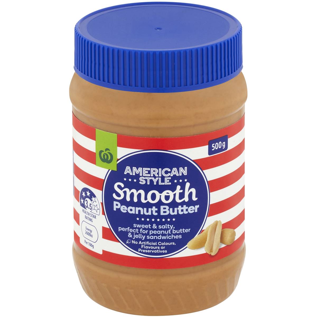Woolworths American Style Smooth Peanut Butter 500g Woolworths