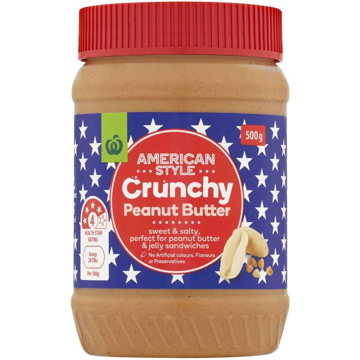 Woolworths American Style Crunchy Peanut Butter 500g Woolworths