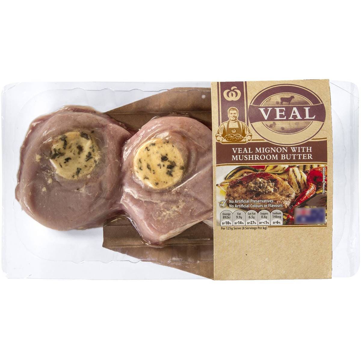 Woolworths Veal With Mushroom Butter Mignon 250g 450g Woolworths