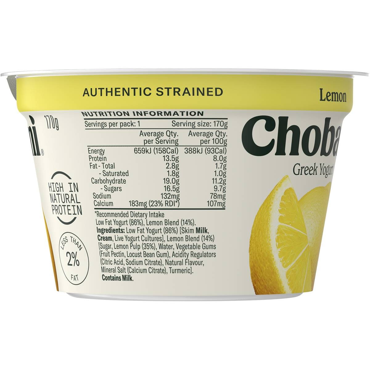 Chobani Lemon Greek Yogurt 170g Woolworths