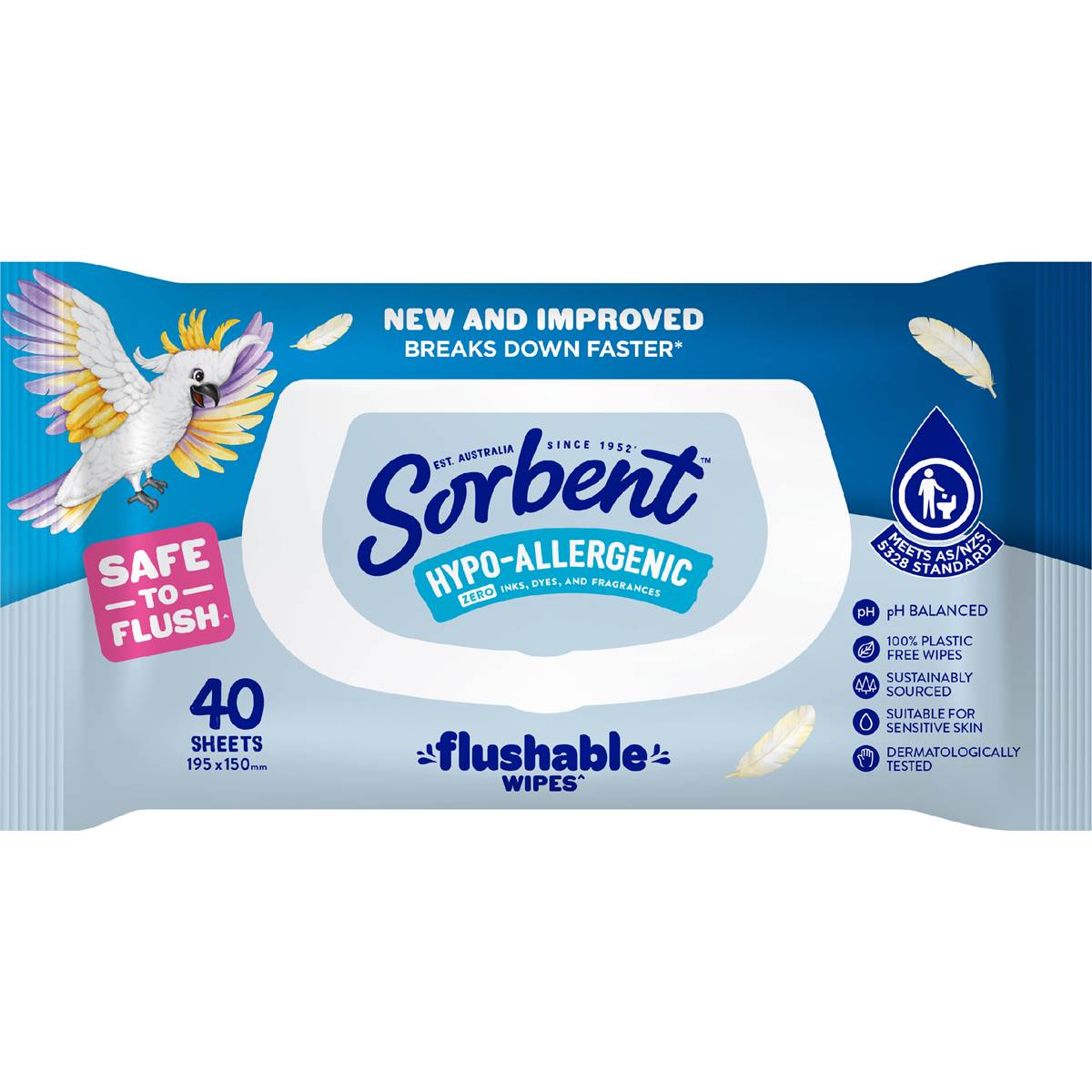 Sorbent Flushable Wipes Hypoallergenic 40 Pack Woolworths
