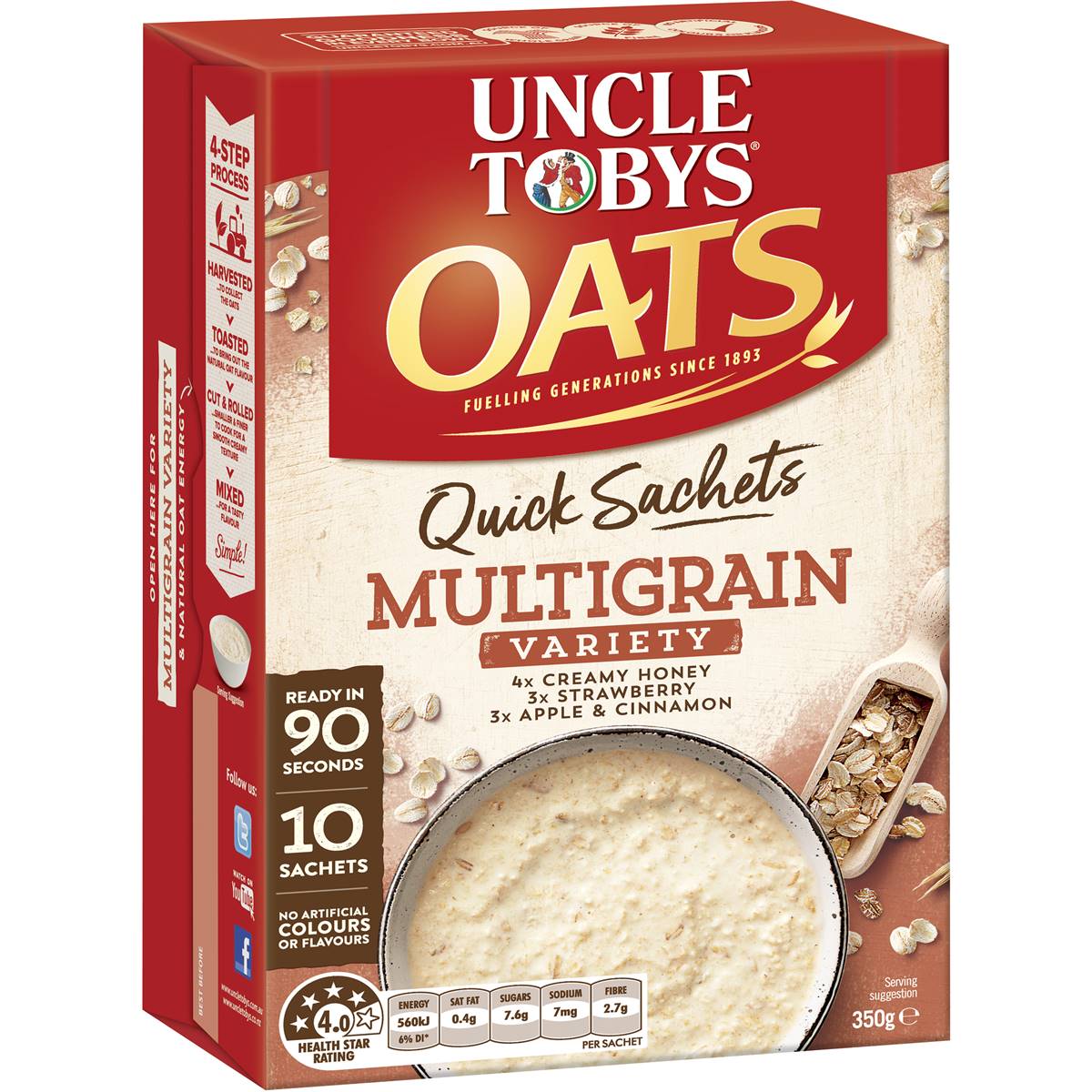 Uncle Tobys Multigrain Quick Oats Variety Sachet 10x350g Woolworths