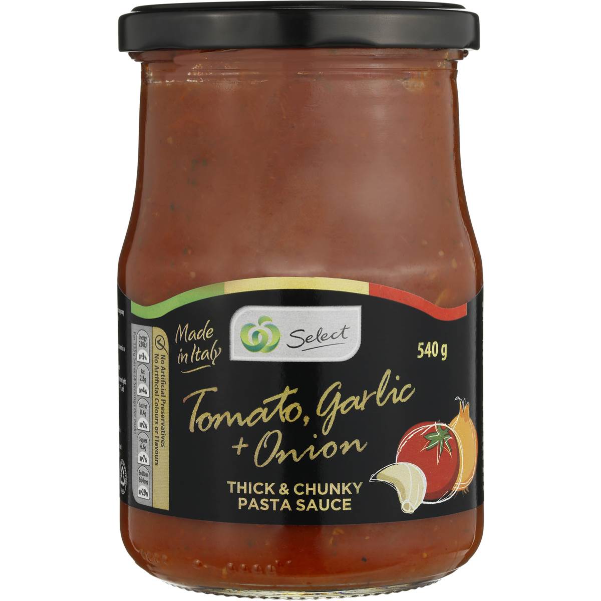 Select Pasta Sauce Tomato Onion Garlic 540g Woolworths