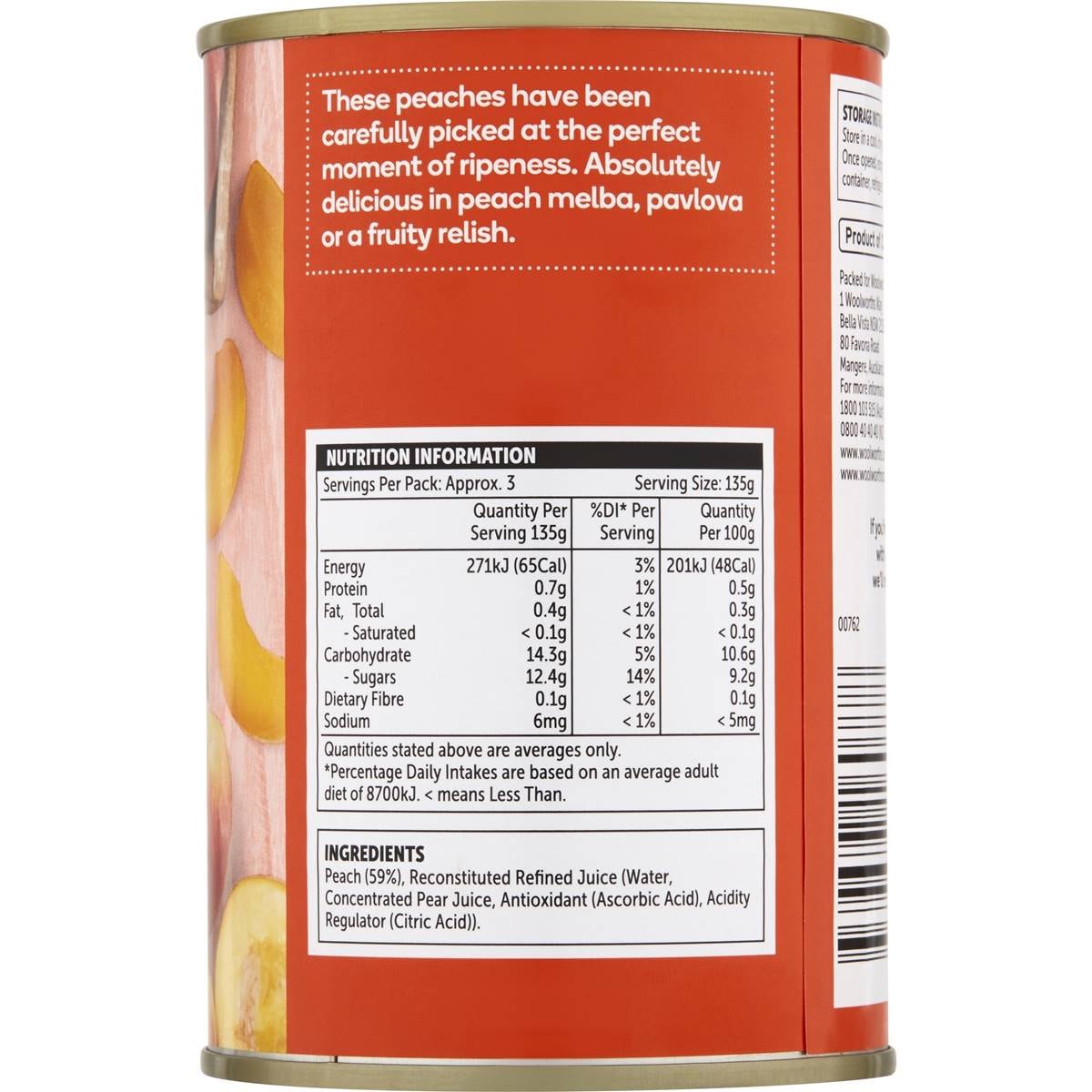 Woolworths Peach Slices In Juice 410g Woolworths