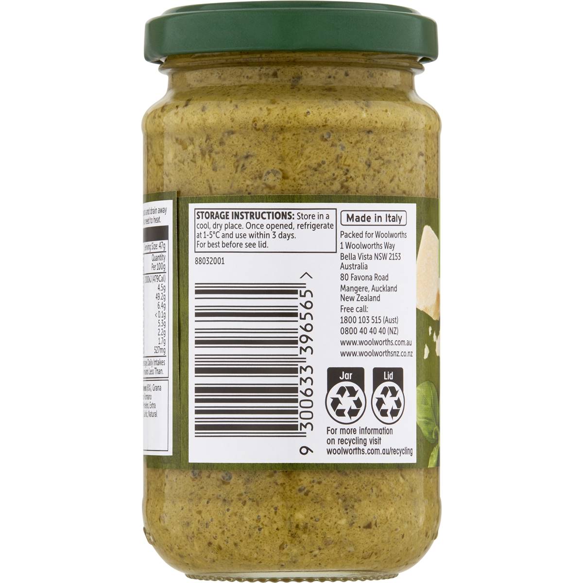 Woolworths Pesto Basil 190g Woolworths