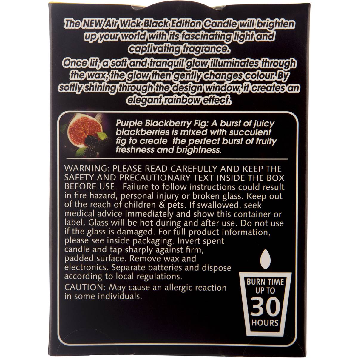 Air Wick Black Edition Candle Purple Blackberry Fig 150g Woolworths