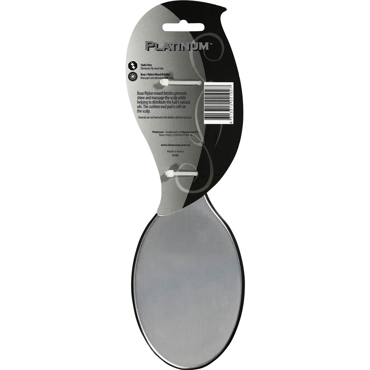 Platinum Oval Hair Brush Nylon Boar Bristle Each Woolworths