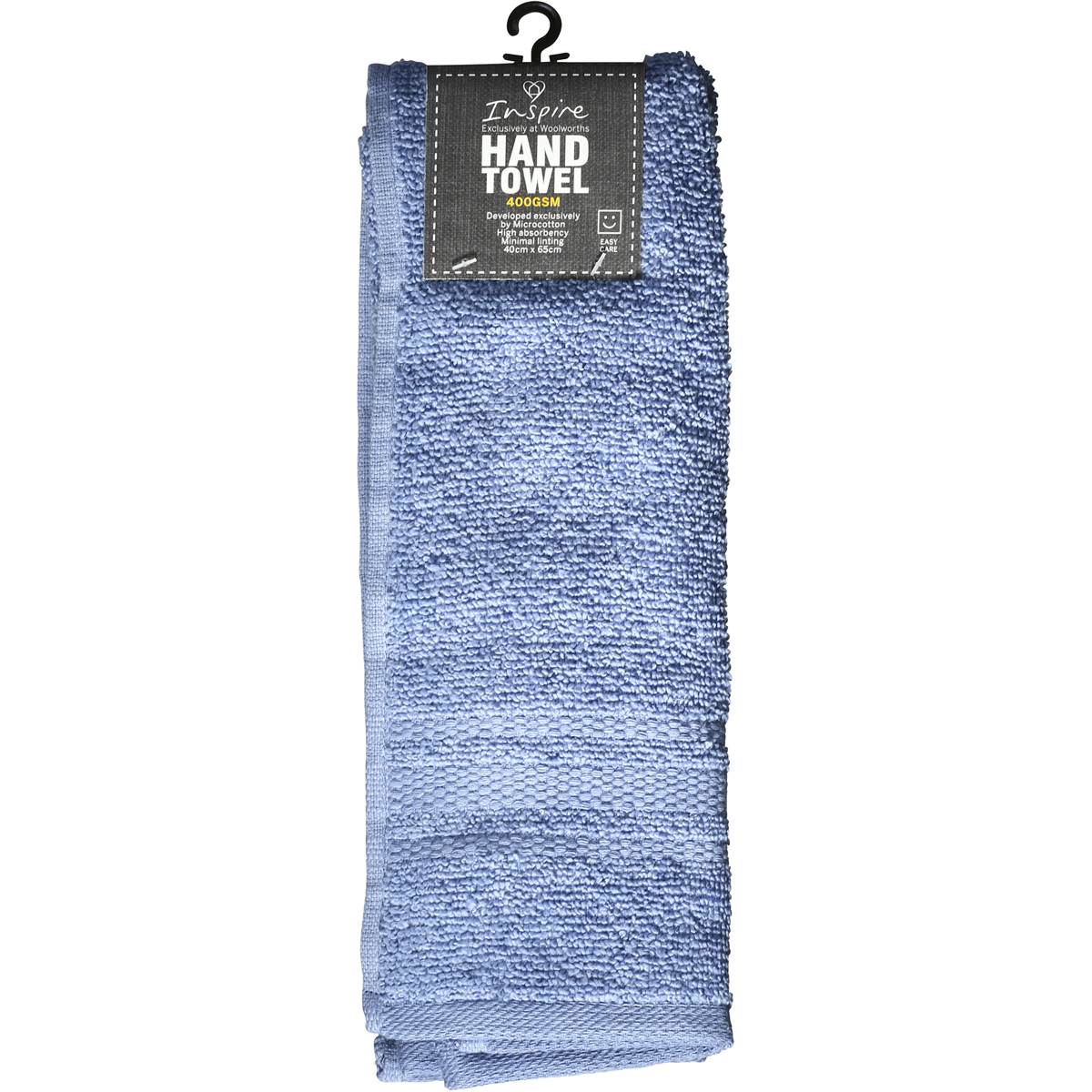 Essentials Hand Towel Blue 40 X 65 Cm Each Woolworths