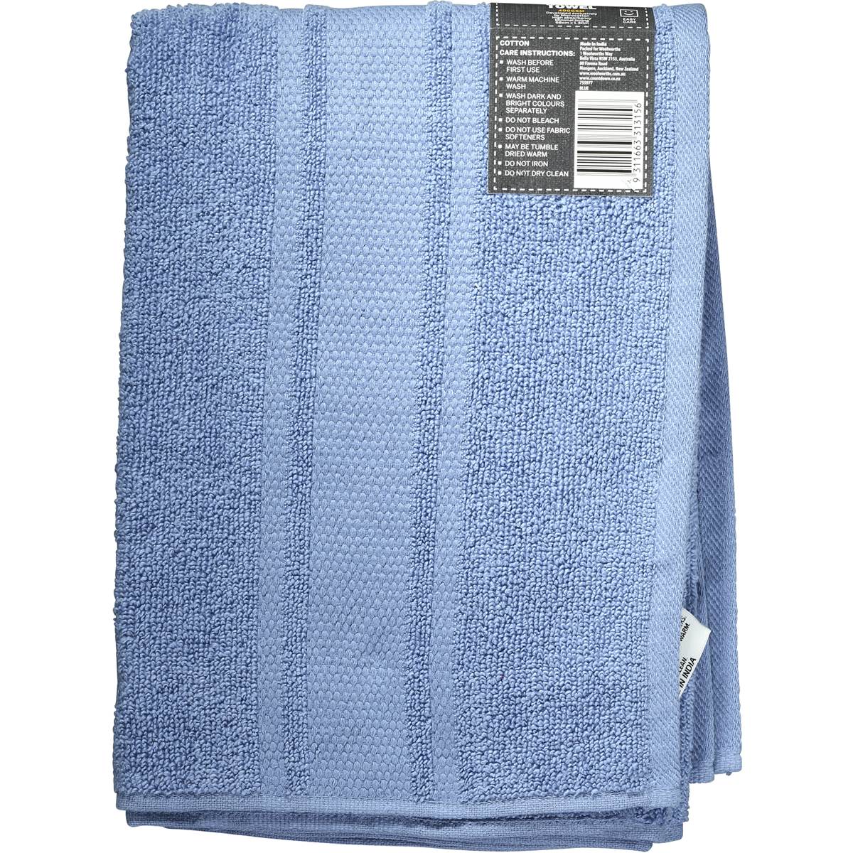 Essentials Bath Towel Blue 68 X 130cm Each Woolworths