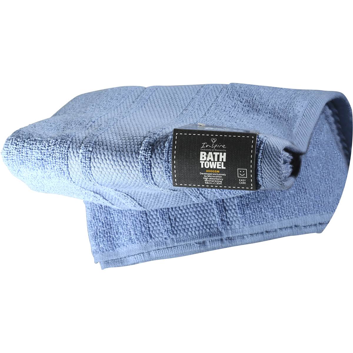 Essentials Bath Towel Blue 68 X 130cm Each | Woolworths