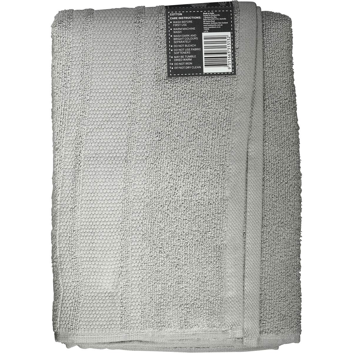 Essentials Bath Towel Capcin 68x130cm Each Woolworths