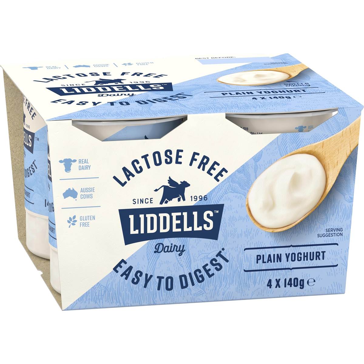 Liddells Lactose Free Plain Yoghurt 4x140g Woolworths