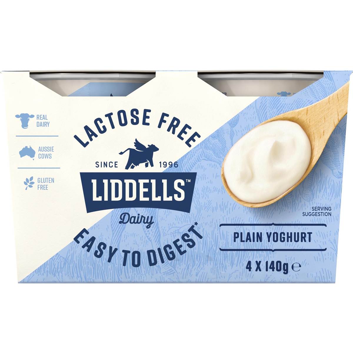 Liddells Lactose Free Yoghurt Plain 140g X 4 Pack Woolworths
