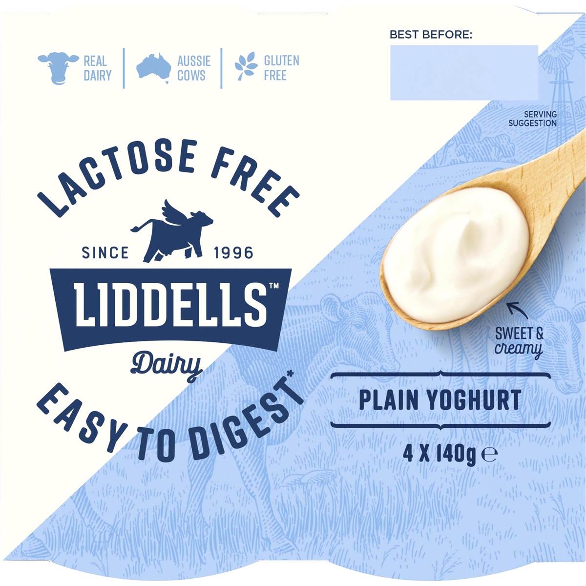 Liddells Lactose Free Plain Yoghurt 4x140g Woolworths