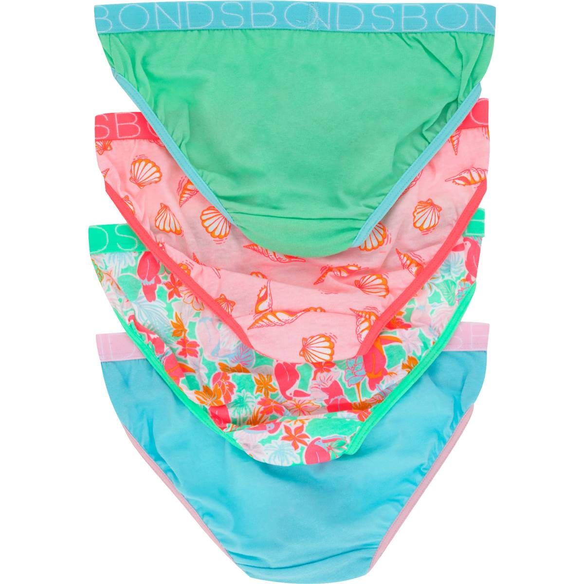 Bonds Girls Underwear Bikini Briefs Size 810 Or 1012 Assorted 4 Pack
