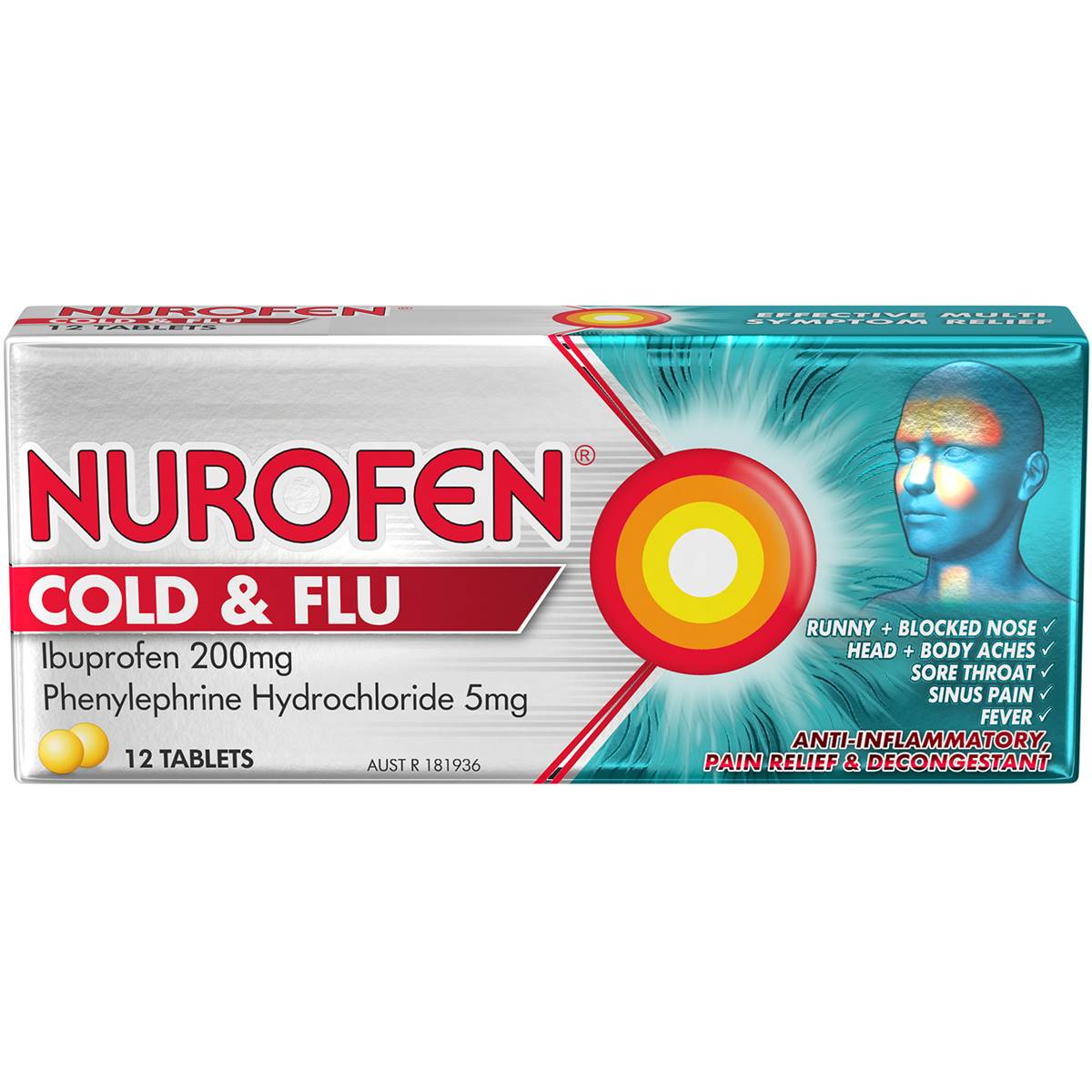 Nurofen Cold And Flu Multisymptom Relief Tablets 200mg Ibuprofen 12