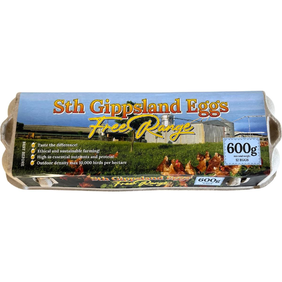 Sth Gippsland 12 Large Free Range Eggs 600g Woolworths
