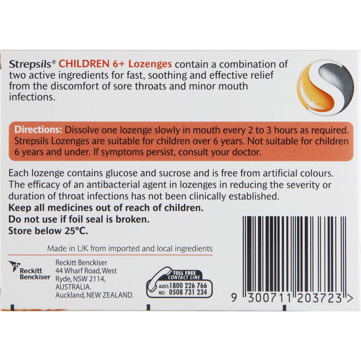 Strepsils Orange Lozenges Children 16pk | Woolworths