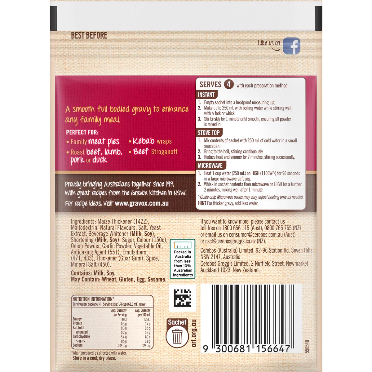 Gravox Traditional Gravy Mix 29g Woolworths