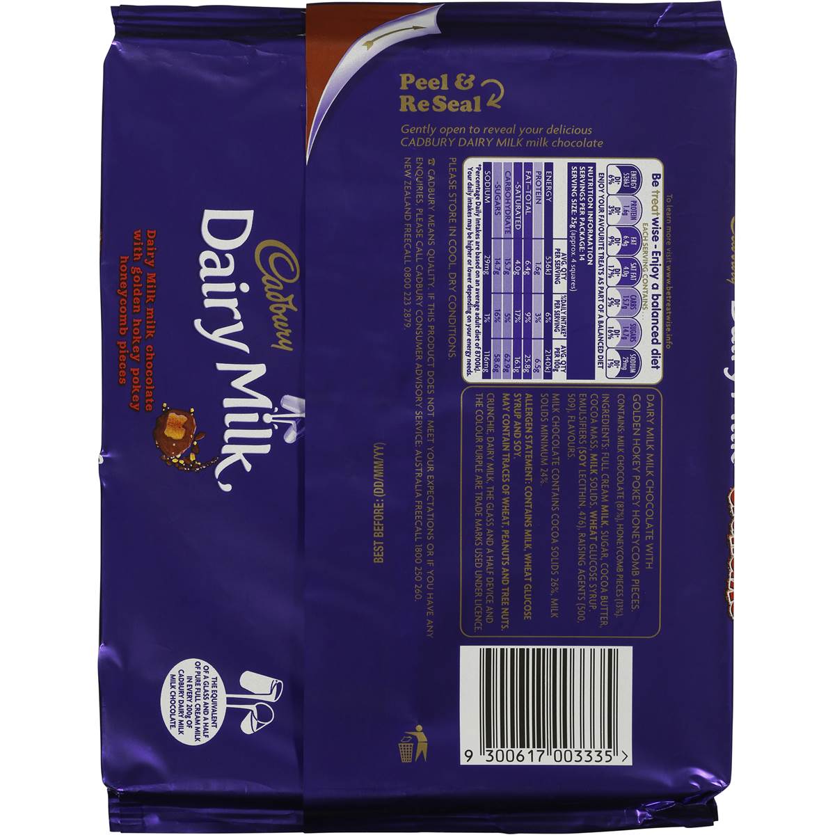 Cadbury Dairy Milk Chocolate Crunchie 350g Woolworths