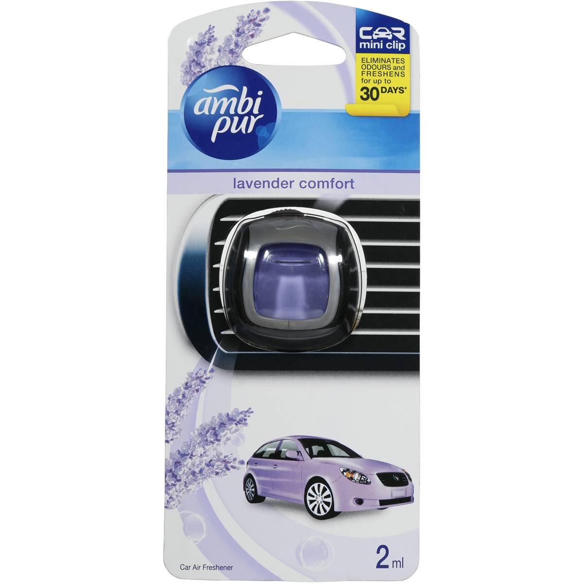 Ambi Pur Mini Clip Car Air Freshener Lavender Comfort 2ml Woolworths