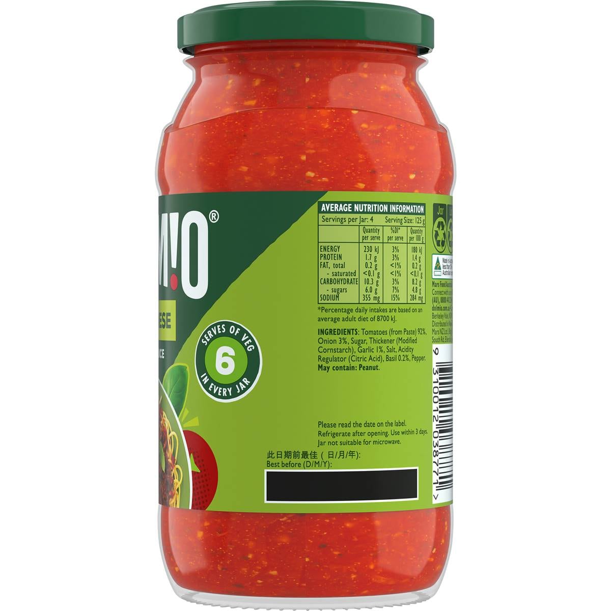 Dolmio Extra Pasta Sauce Bolognese 500g Woolworths