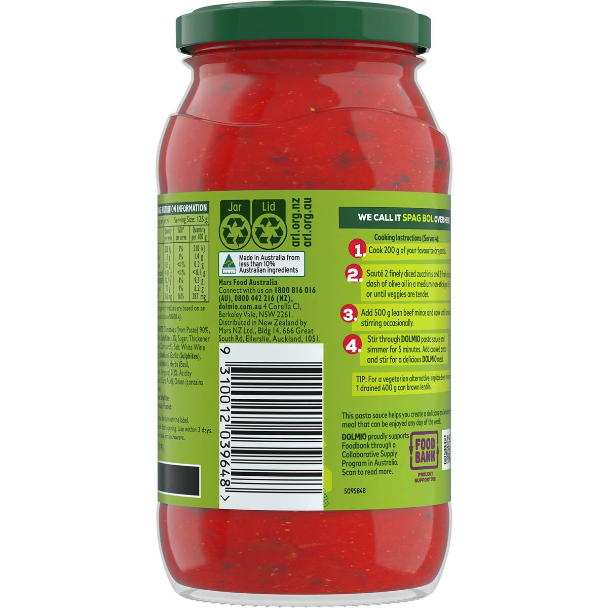 Dolmio Extra Red Wine & Italian Herbs Tomato Pasta Sauce 500g Woolworths