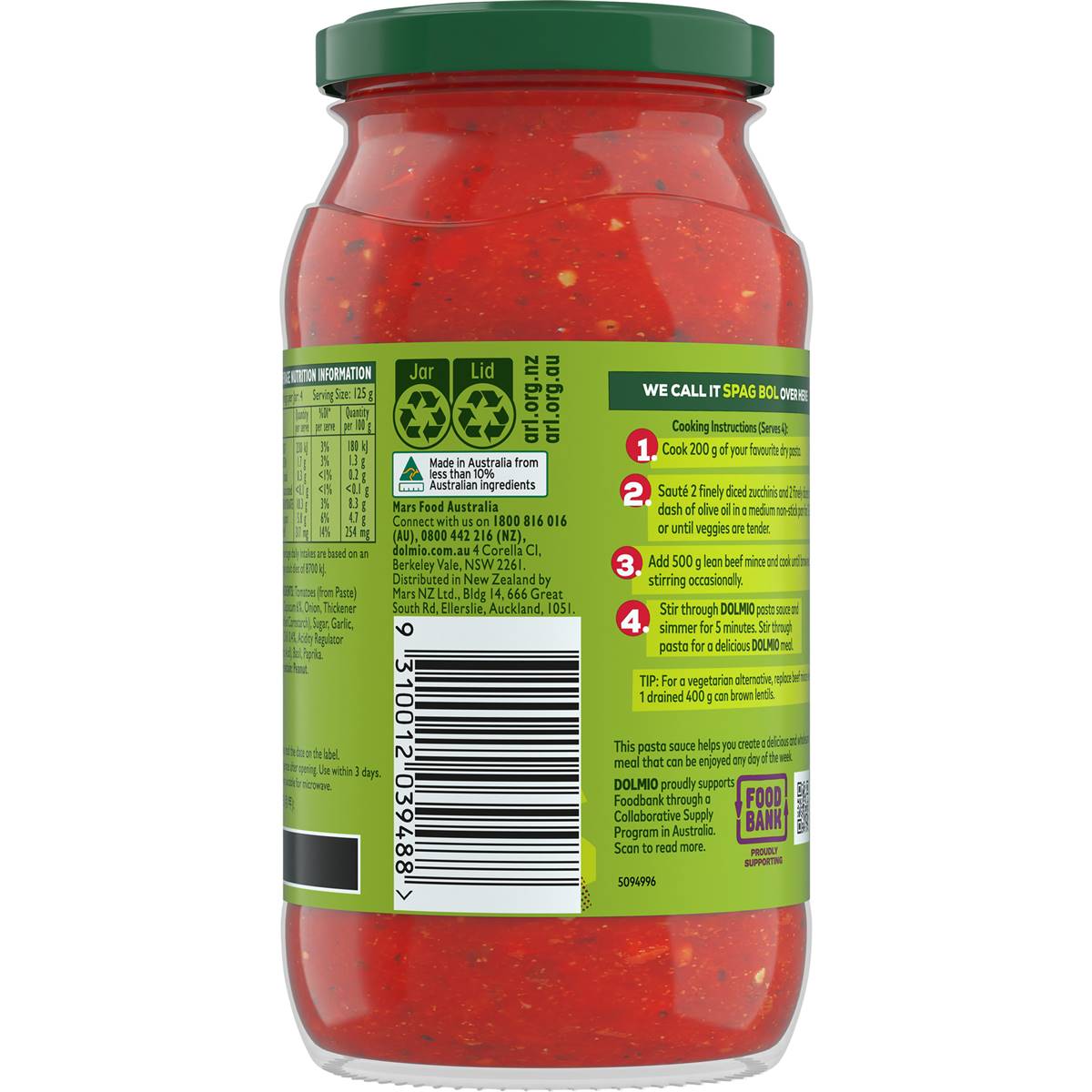Dolmio Extra Spicy Peppers Tomato Pasta Sauce 500g Woolworths
