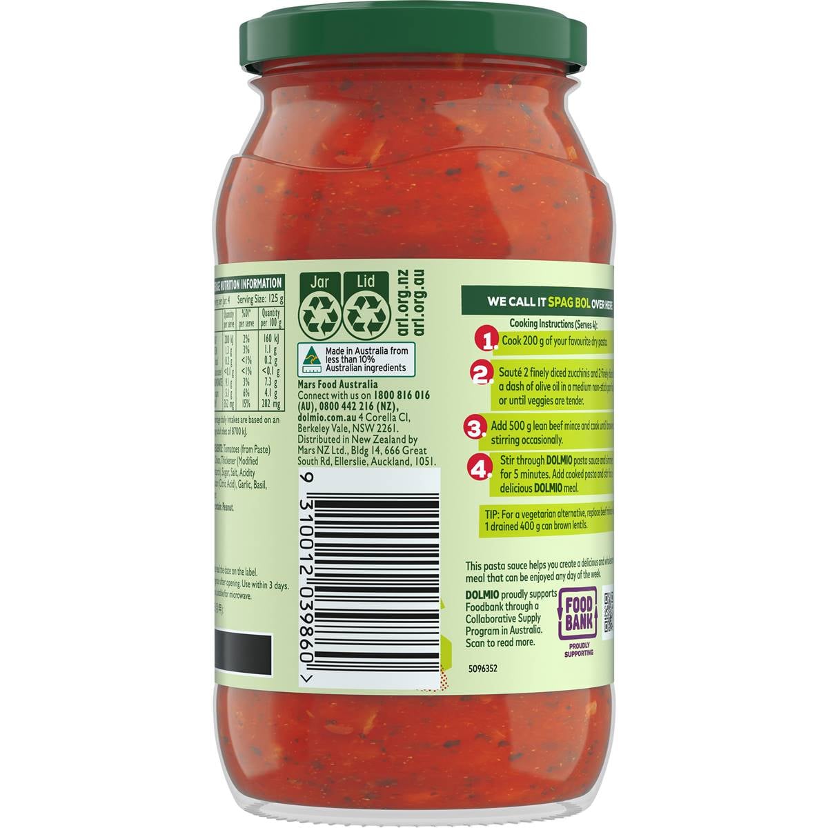 Dolmio Traditional Recipe Classic Tomato Pasta Sauce 500g Woolworths