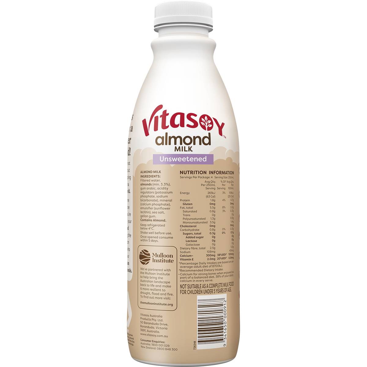 Vitasoy Unsweetened Almond Milk 1l Woolworths