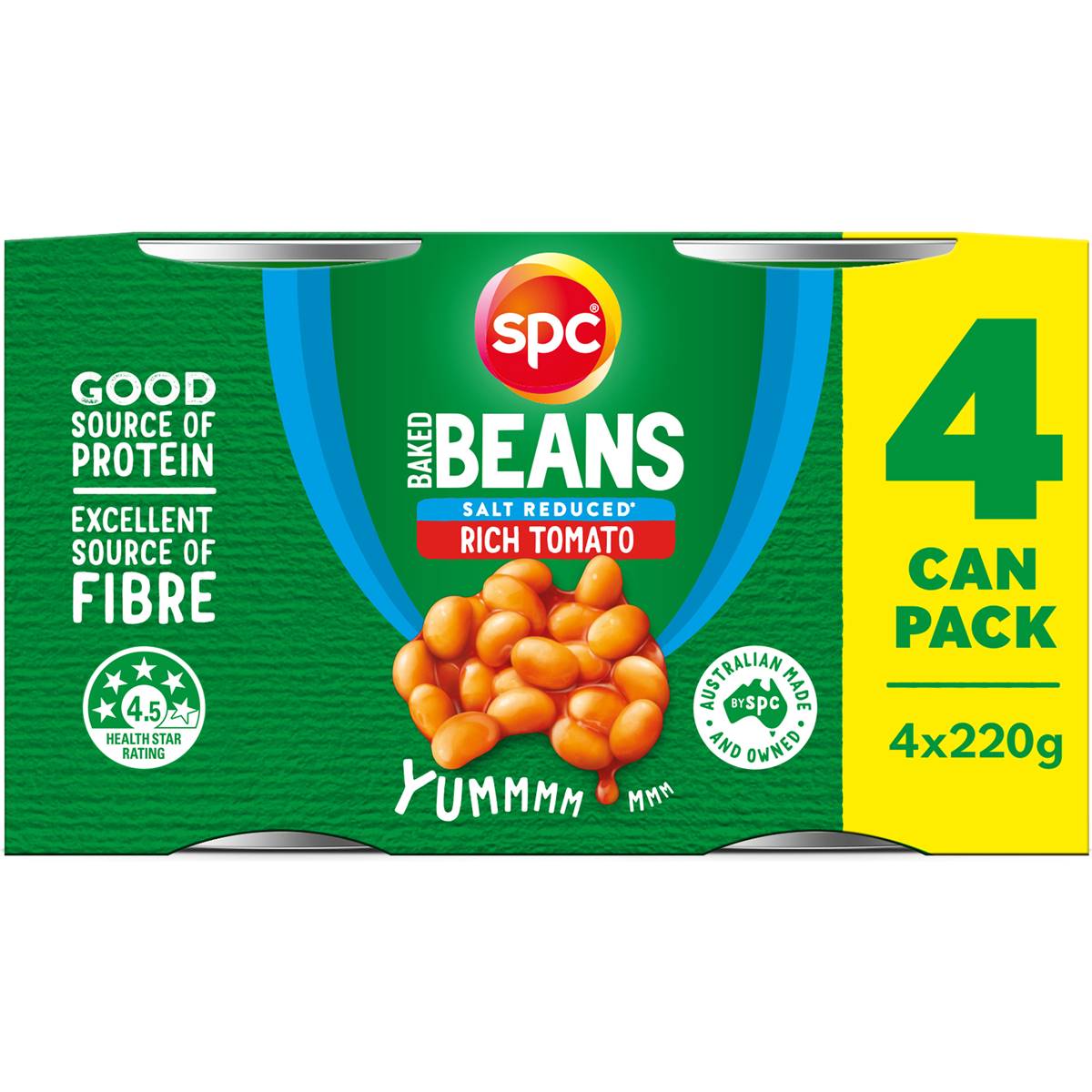Spc Baked Beans Rich Tomato Salt Reduced 220g X 4 Pack Woolworths