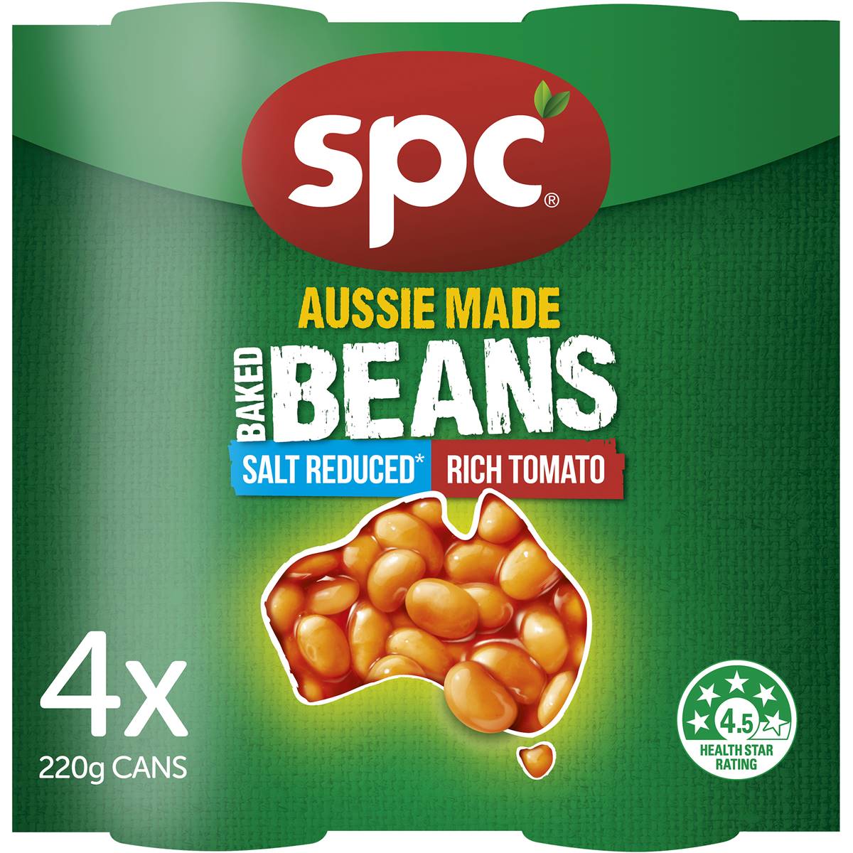 Spc Baked Beans Salt Reduced 4x220g Woolworths