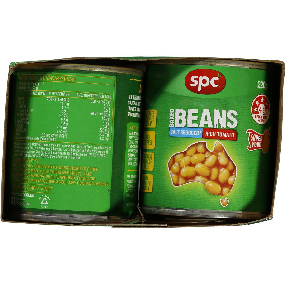 Spc Baked Beans Salt Reduced 4x220g Woolworths