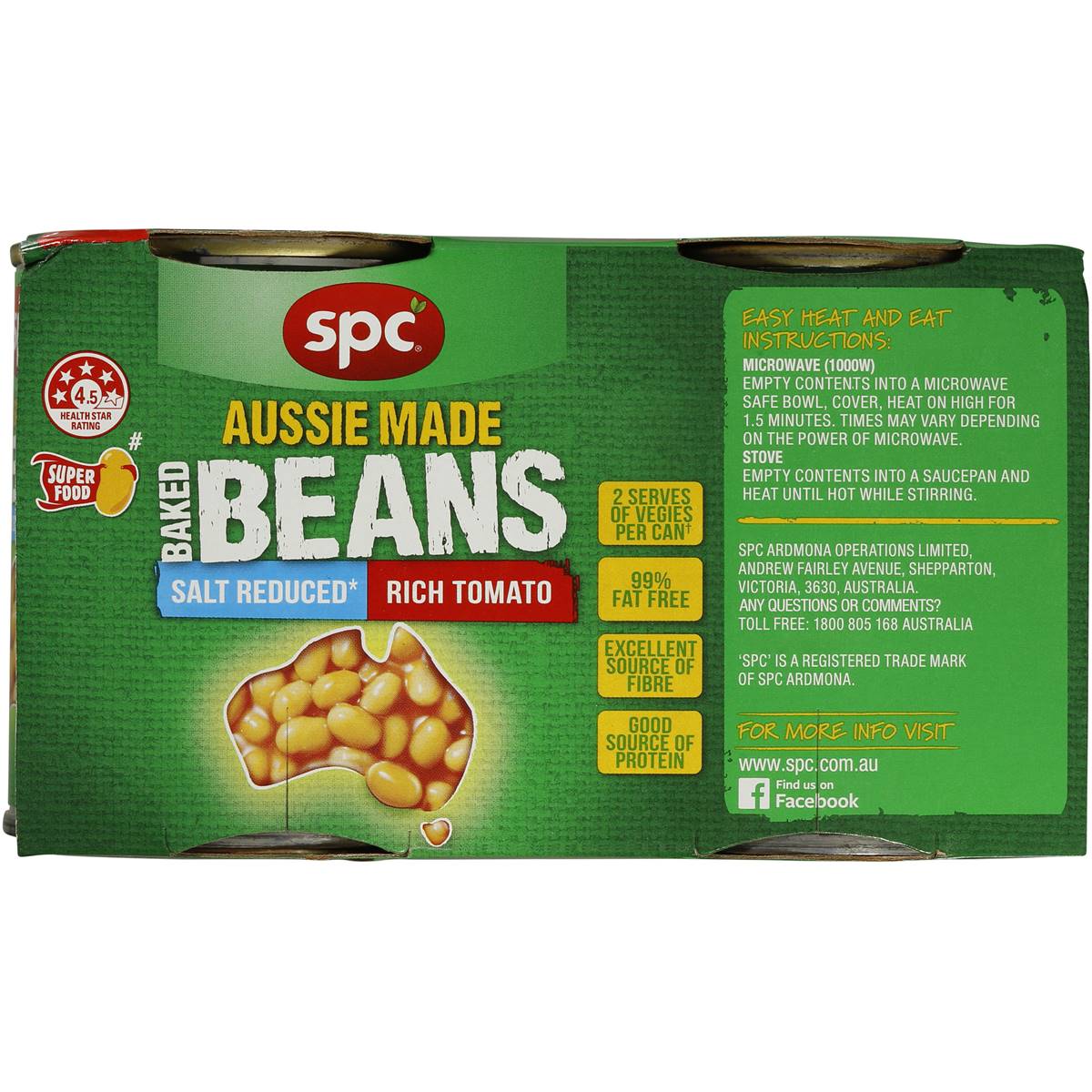 Spc Baked Beans Salt Reduced 4x220g Woolworths 1475