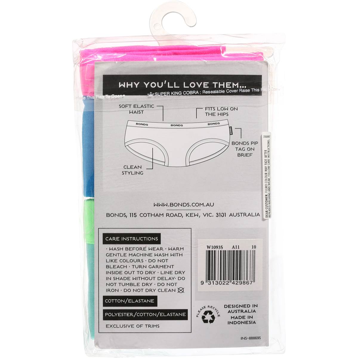 Bonds Ladies Underwear Hipster Boyleg Fashion Size 10 2pk Woolworths