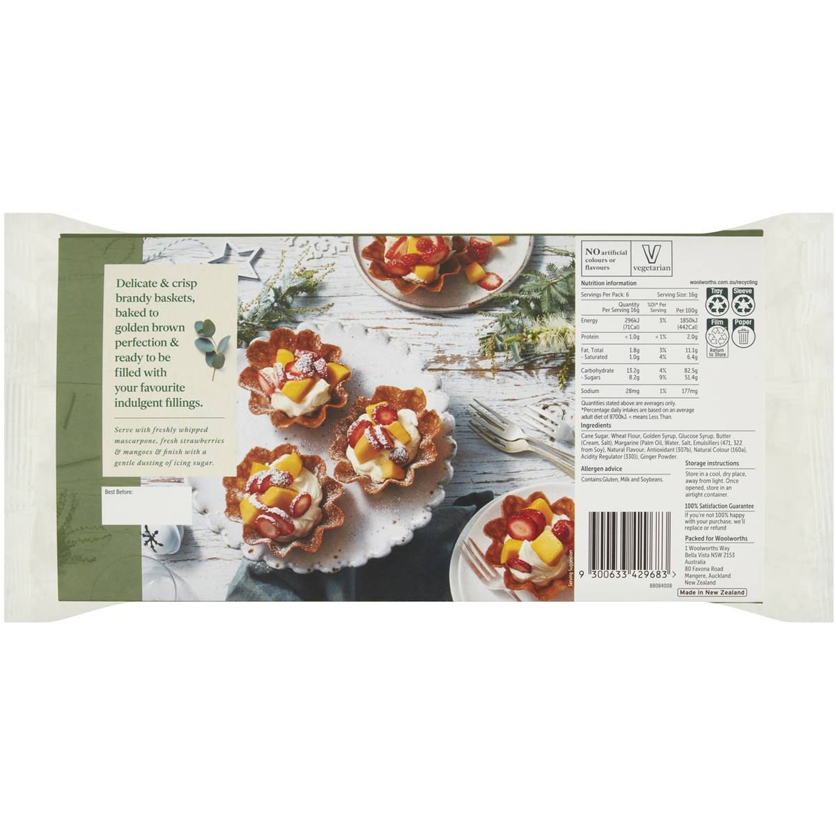 Woolworths Brandy Snap Baskets 6 Pack Woolworths