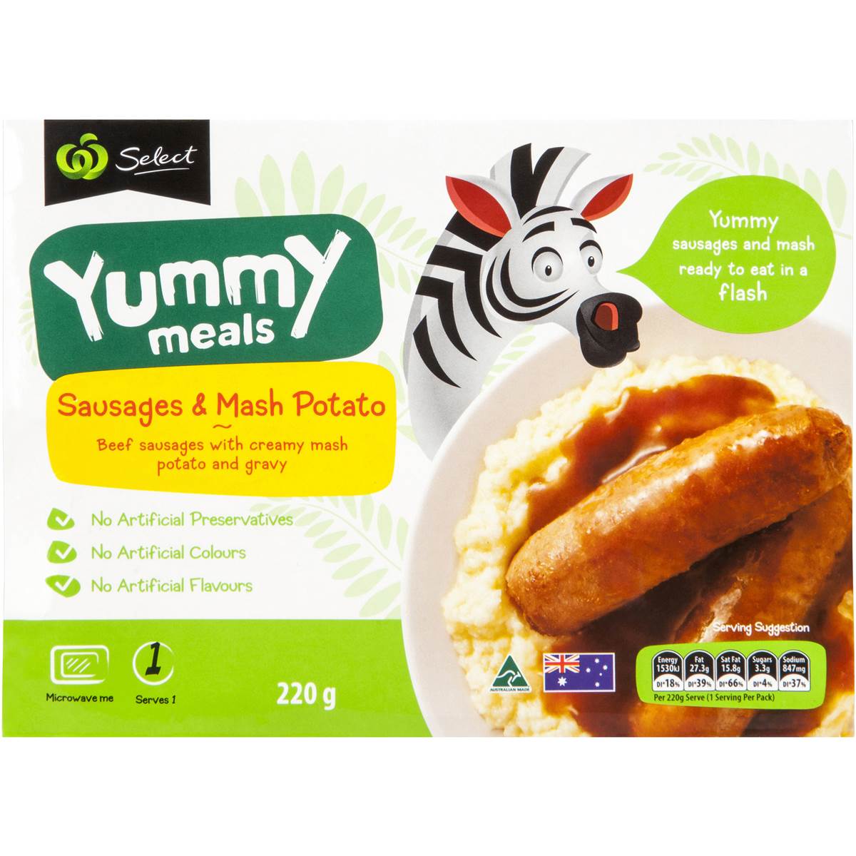 Select Yummy Meals Bangers & Mash 220g Woolworths