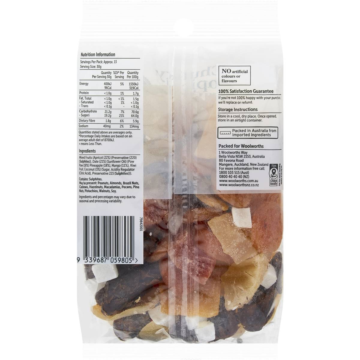 Woolworths Tropical Dried Fruit Snack Mix 400g Woolworths