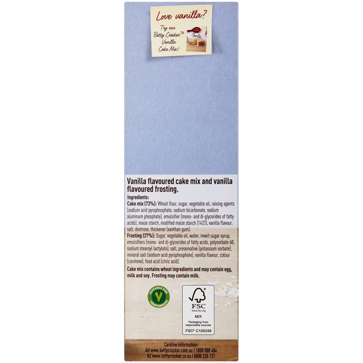 Betty Crocker Vanilla Cupcake Mix Cupcake Mix 450g Woolworths