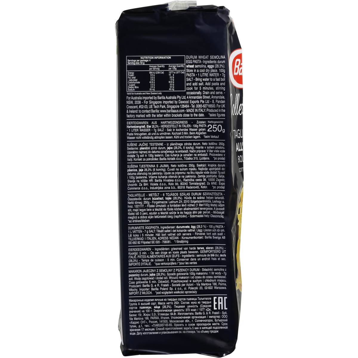 Barilla Egg Tagliatelle 250g Woolworths