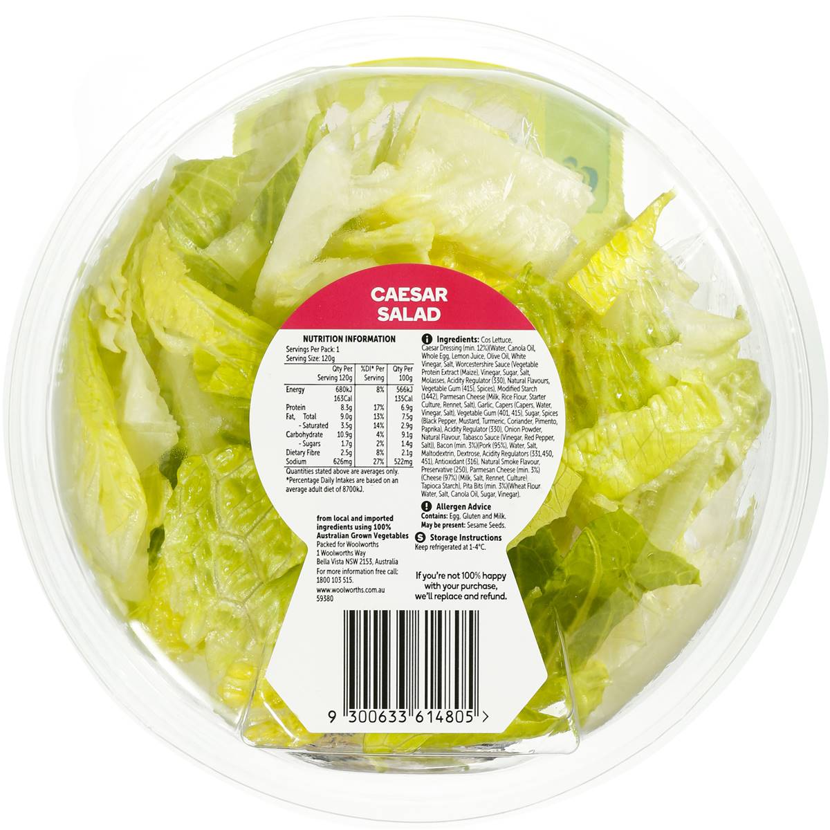 Woolworths Caesar Salad 120g bowl Woolworths